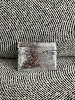 NWT Tory Burch Emerson Slim Card Case 176915 Silver